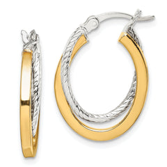 QE14123 Sterling Silver and Gold Tone Double Hoop Earrings