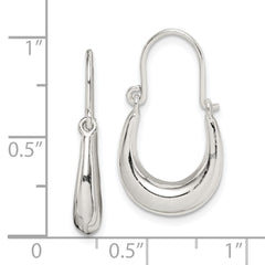 QE14153 Sterling Silver Polished & Tapered Oval Hoop Earrings