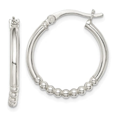 QE14172 Sterling Silver Beaded Hoop Earrings