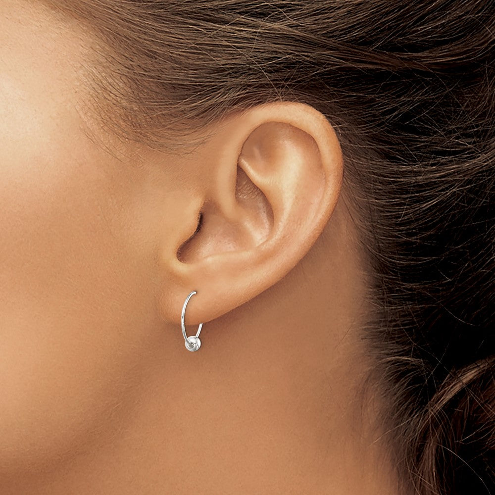 QE14190 Sterling Silver Beaded Endless Hoop Earrings