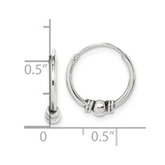 QE14200 Sterling Silver Antiqued Beaded Endless Hoop Earrings