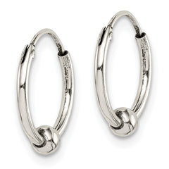 QE14206 Sterling Silver Antiqued Beaded Endless Hoop Earrings