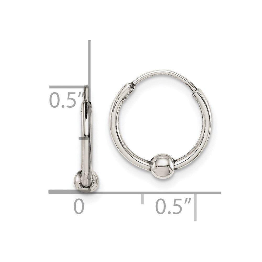 QE14206 Sterling Silver Antiqued Beaded Endless Hoop Earrings