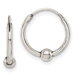 QE14206 Sterling Silver Antiqued Beaded Endless Hoop Earrings