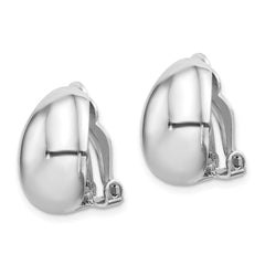 QE14212 Sterling Silver Rhodium-plated Polished Non-Pierced Oval Earrings