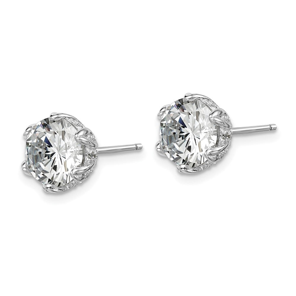 QE14214 Sterling Silver Rhodium-plated CZ Stud Earrings