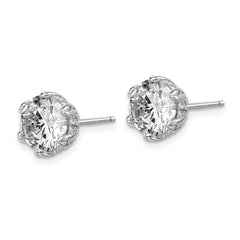 QE14214 Sterling Silver Rhodium-plated CZ Stud Earrings