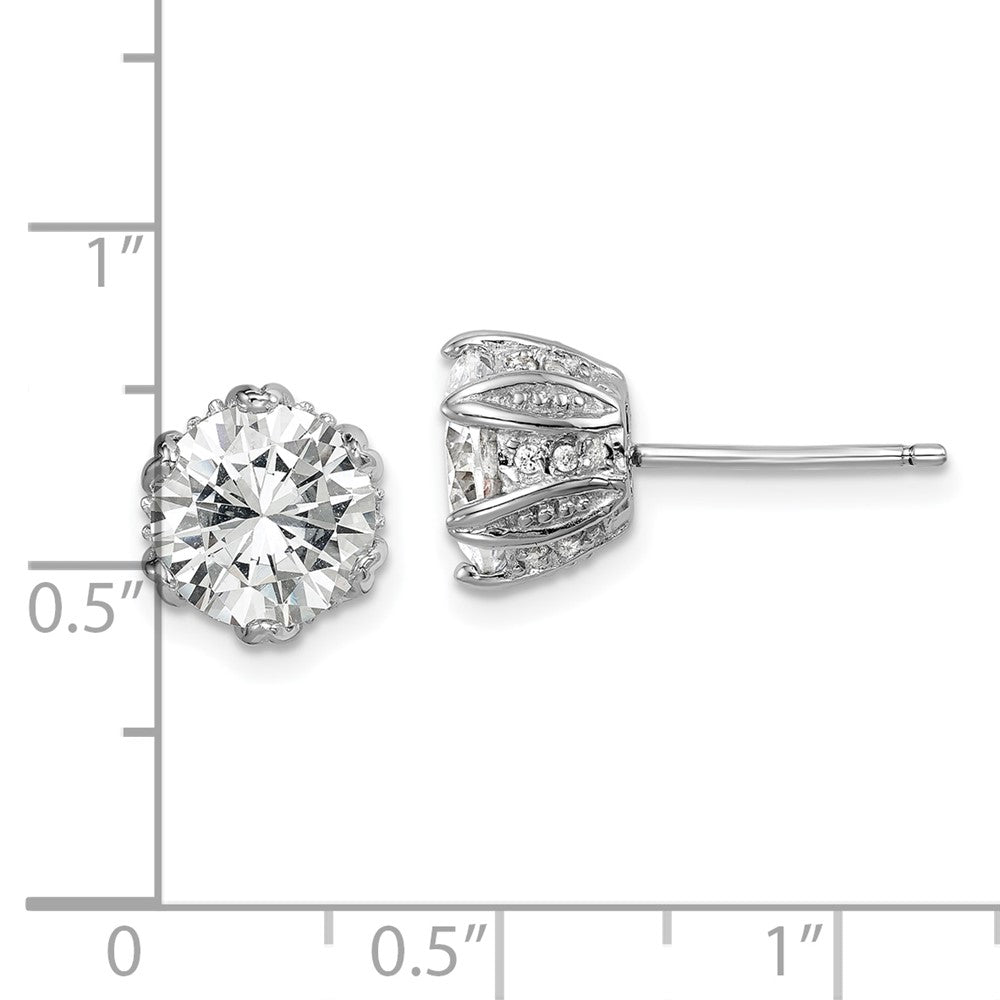 QE14214 Sterling Silver Rhodium-plated CZ Stud Earrings