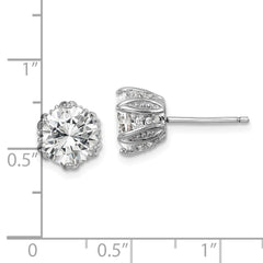 QE14214 Sterling Silver Rhodium-plated CZ Stud Earrings