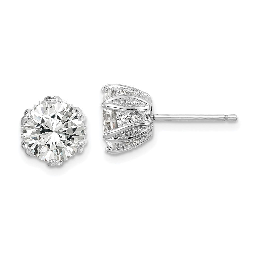 QE14214 Sterling Silver Rhodium-plated CZ Stud Earrings