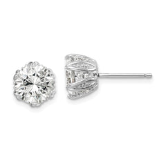 QE14214 Sterling Silver Rhodium-plated CZ Stud Earrings
