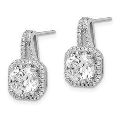 QE14215 Sterling Silver Rhodium-plated CZ Halo Post Earrings