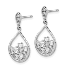 QE14241 Sterling Silver Rhodium Plated CZ Dangle Earrings