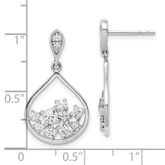 QE14241 Sterling Silver Rhodium Plated CZ Dangle Earrings