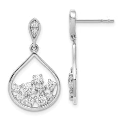 QE14241 Sterling Silver Rhodium Plated CZ Dangle Earrings