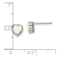 QE14255 Sterling Silver Rhodium Plated Lab Created Opal Post Earrings