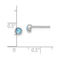 QE14305 Sterling Silver RH-plated Polished 4mm Created Opal Round Stud Earrings