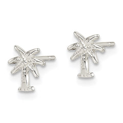 QE14326 Sterling Silver Polished Palm Tree Post Earrings