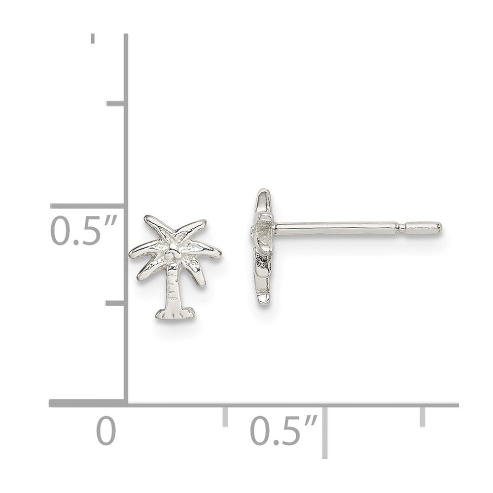 QE14326 Sterling Silver Polished Palm Tree Post Earrings