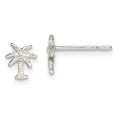 QE14326 Sterling Silver Polished Palm Tree Post Earrings