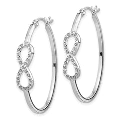 QE14383 Diamond Fascination Diamond Mystique Sterling Silver Platinum-plated Diamond Infinity Hoop Earrings