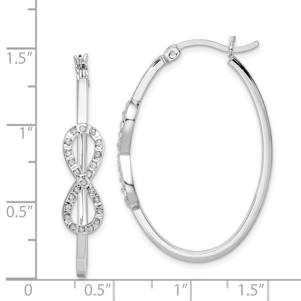 QE14383 Diamond Fascination Diamond Mystique Sterling Silver Platinum-plated Diamond Infinity Hoop Earrings