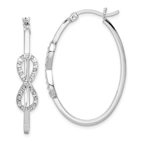 QE14383 Diamond Fascination Diamond Mystique Sterling Silver Platinum-plated Diamond Infinity Hoop Earrings