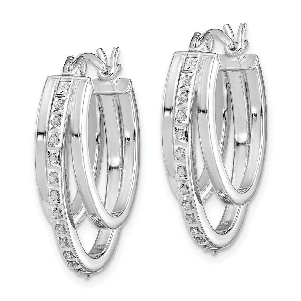 QE14387 Diamond Fascination Diamond Mystique Sterling Silver Platinum-plated Diamond Multi Hoop Earrings
