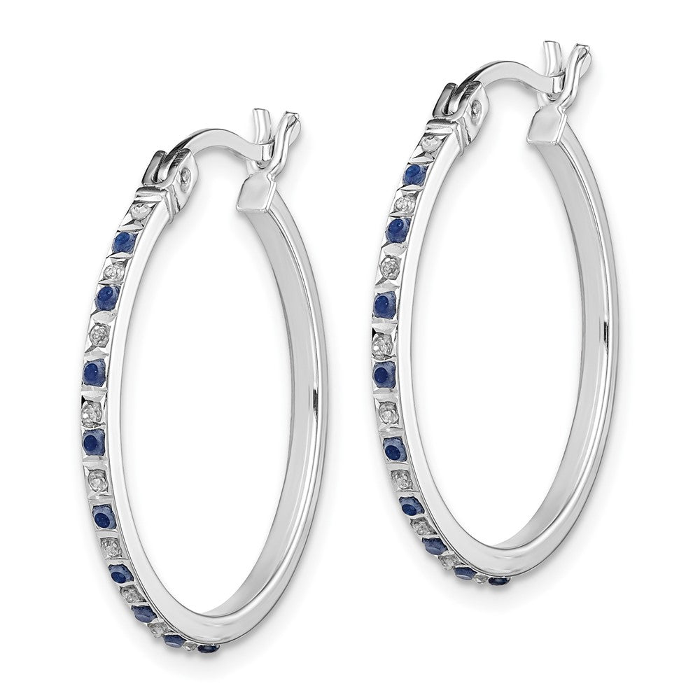 QE14397 Diamond Fascination Diamond Mystique Sterling Silver 18K Gold-plated Diamond and Sapphire Hoop Earrings
