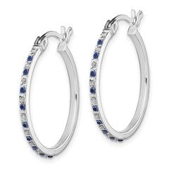 QE14397 Diamond Fascination Diamond Mystique Sterling Silver 18K Gold-plated Diamond and Sapphire Hoop Earrings