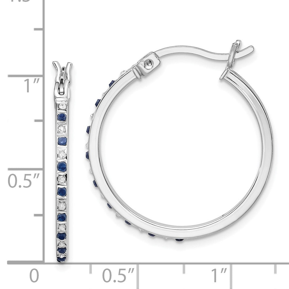 QE14397 Diamond Fascination Diamond Mystique Sterling Silver 18K Gold-plated Diamond and Sapphire Hoop Earrings