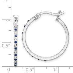QE14397 Diamond Fascination Diamond Mystique Sterling Silver 18K Gold-plated Diamond and Sapphire Hoop Earrings