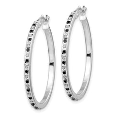 QE14399 Diamond Fascination Diamond Mystique Sterling Silver Platinum-plated Diamond Black and White Diamond Hoop Earring
