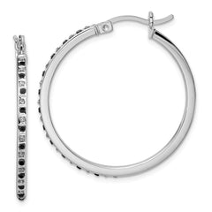 QE14399 Diamond Fascination Diamond Mystique Sterling Silver Platinum-plated Diamond Black and White Diamond Hoop Earring