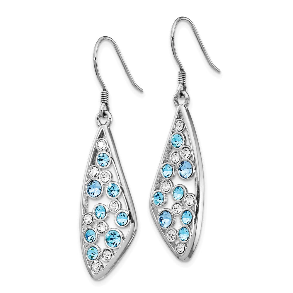 QE14415 Sterling Silver Rhodium-plated Blue / White Crystal Wing Dangle Earrings