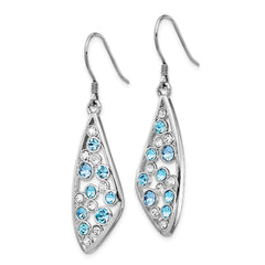 QE14415 Sterling Silver Rhodium-plated Blue / White Crystal Wing Dangle Earrings