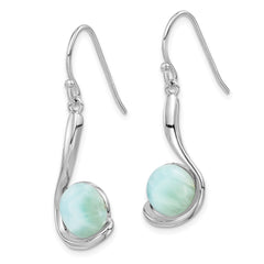 QE14441 Sterling Silver Rhodium-plated Larimar Swirl Dangle Earrings