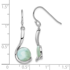 QE14441 Sterling Silver Rhodium-plated Larimar Swirl Dangle Earrings