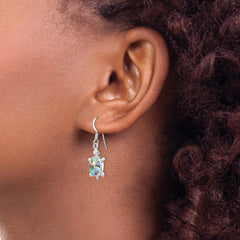 QE14442 Sterling Silver Rhodium-plated Abalone Turtle Dangle Earrings