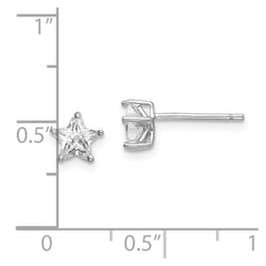 QE14478 Sterling Silver Rhodium-plated 6mm CZ Star Stud Earrings