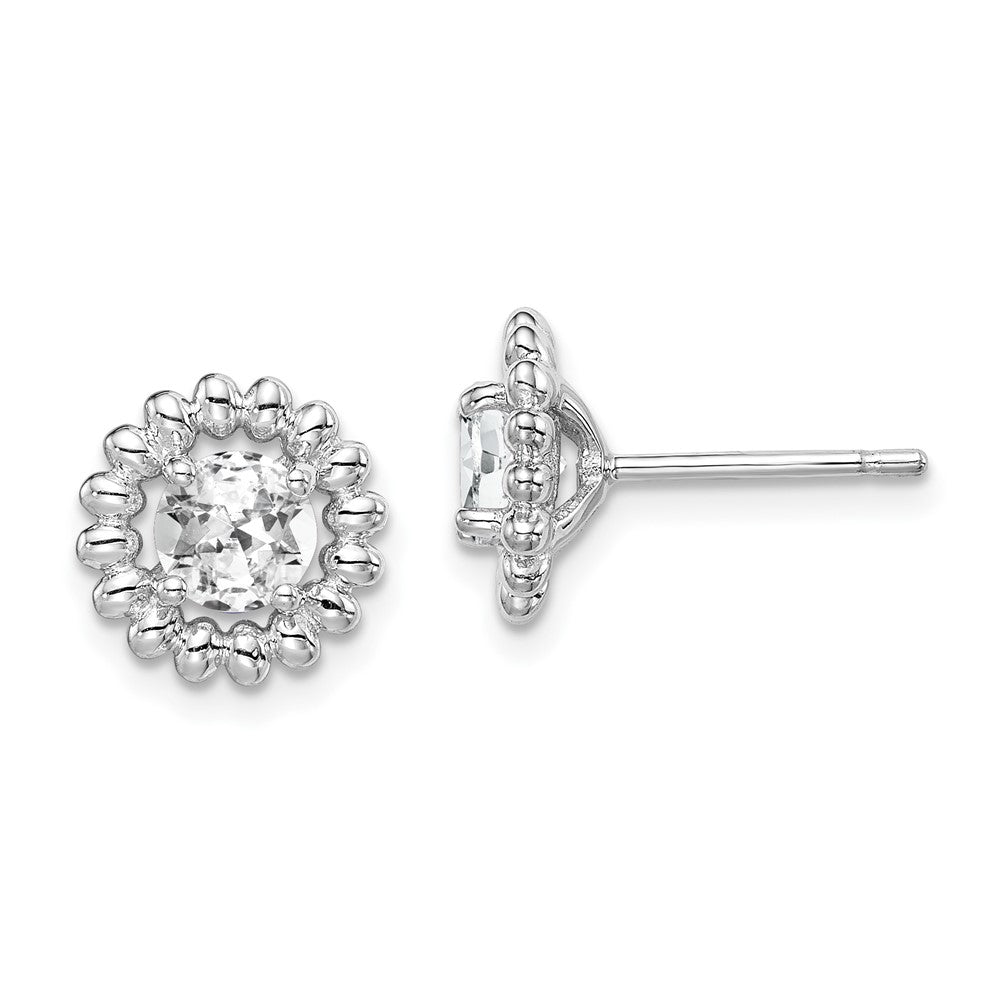 QE14495APR Sterling Silver Rhod-plat White Topaz Earrings