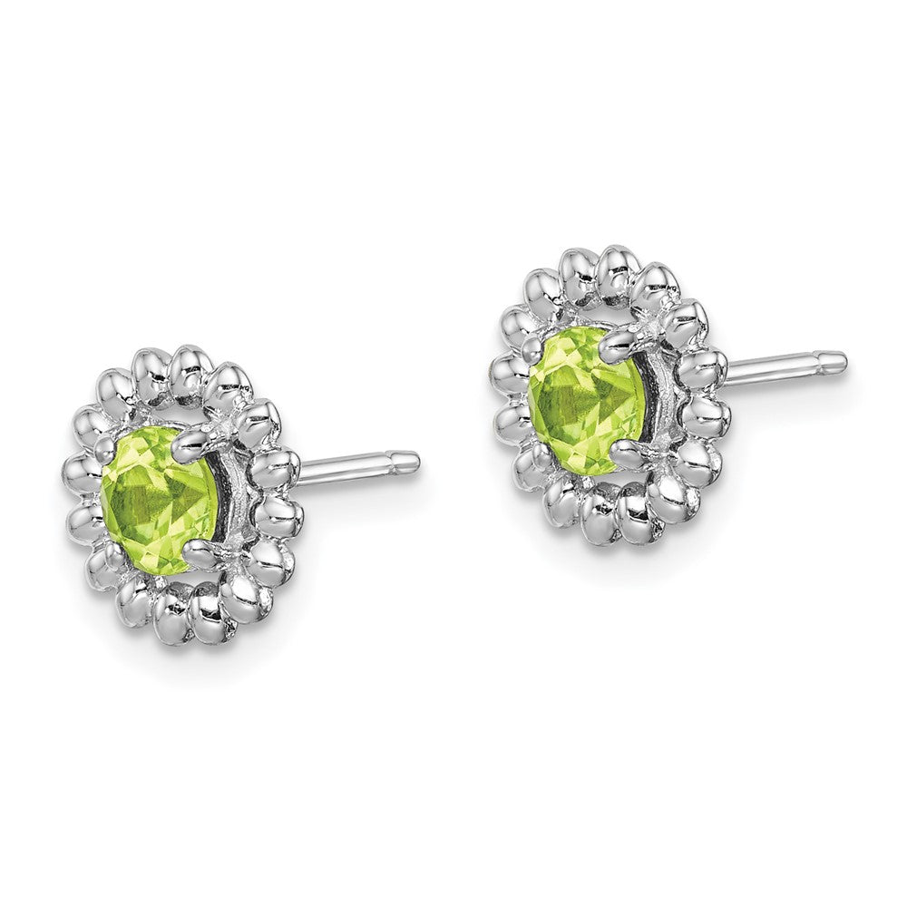 QE14495AUG Sterling Silver Rhod-plat Peridot Earrings