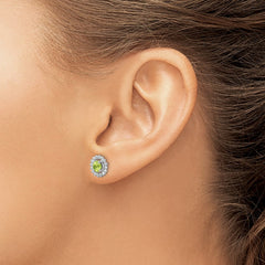 QE14495AUG Sterling Silver Rhod-plat Peridot Earrings