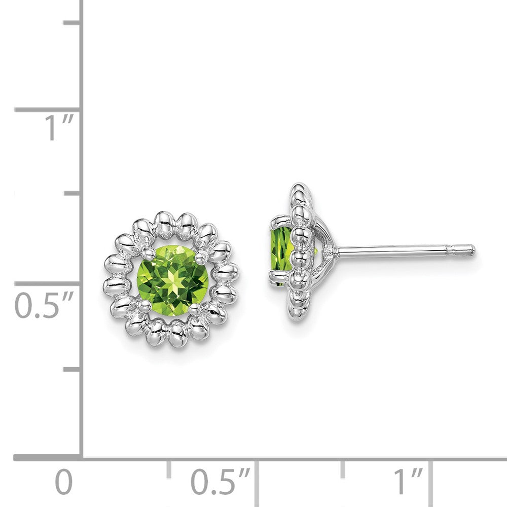 QE14495AUG Sterling Silver Rhod-plat Peridot Earrings