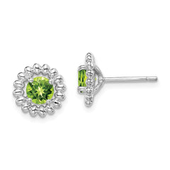 QE14495AUG Sterling Silver Rhod-plat Peridot Earrings