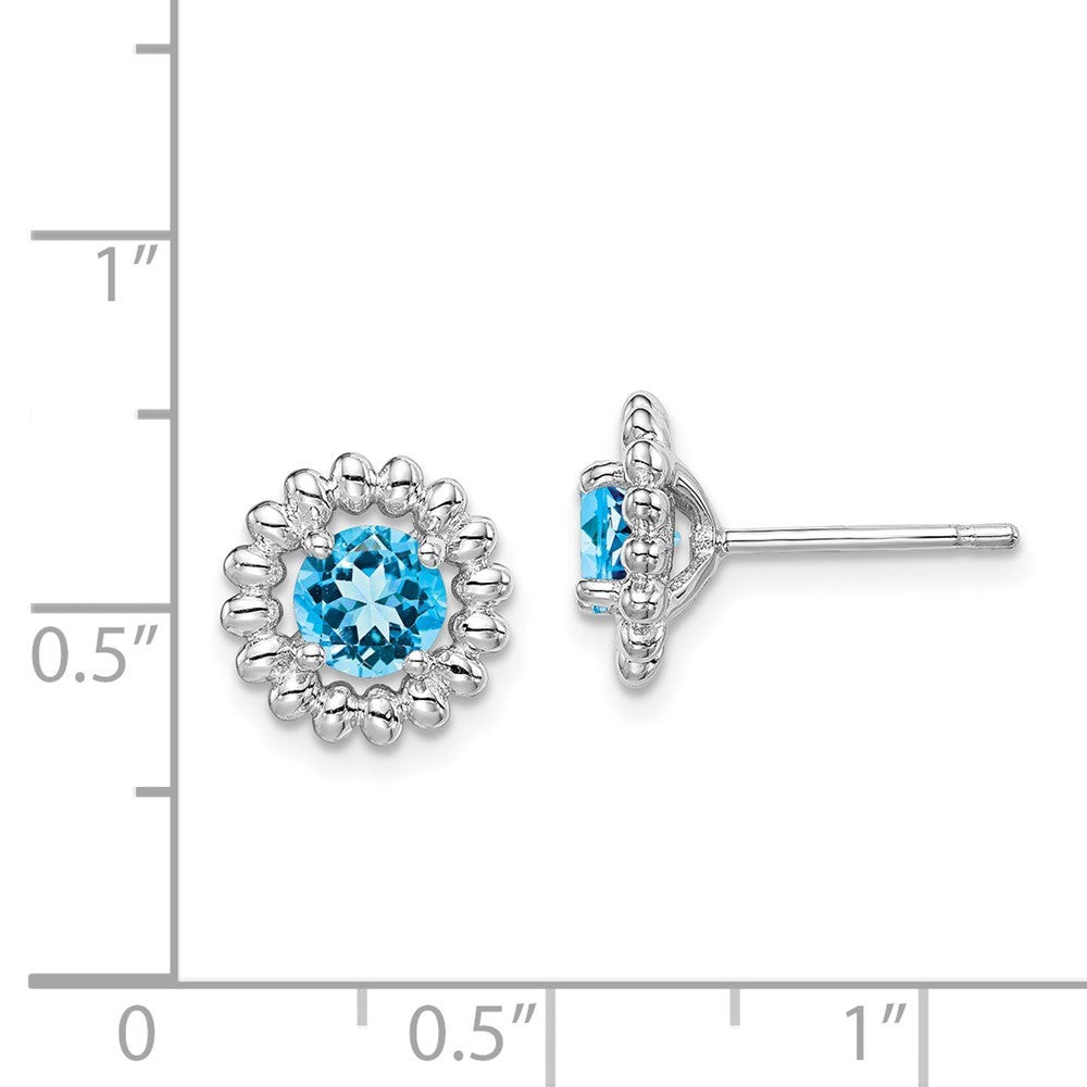 QE14495DEC Sterling Silver Rhod-plat LB Topaz Earrings