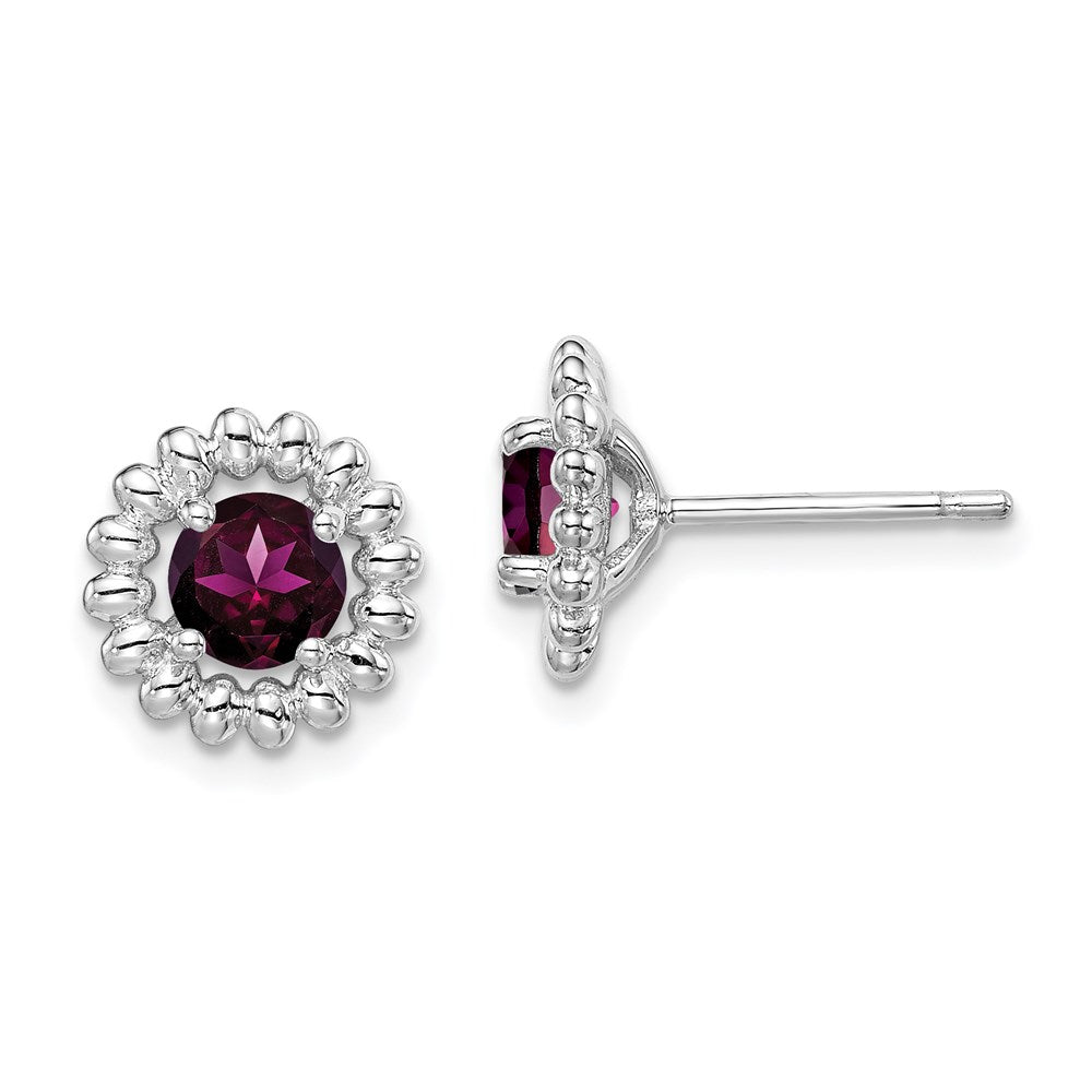 QE14495JUN Sterling Silver Rhod-plat Rhodolite Garnet Earrings