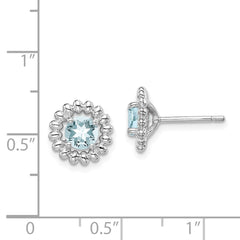QE14495MAR Sterling Silver Rhod-plat Aquamarine Earrings