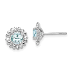 QE14495MAR Sterling Silver Rhod-plat Aquamarine Earrings