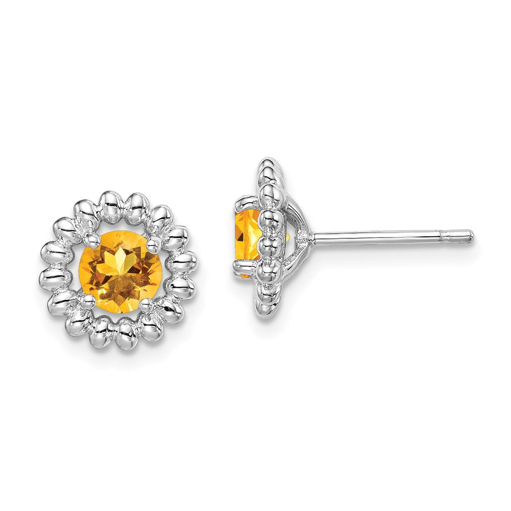 QE14495NOV Sterling Silver Rhod-plat Citrine Earrings